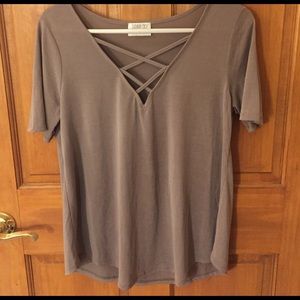 Brown Criss Cross T-Shirt
