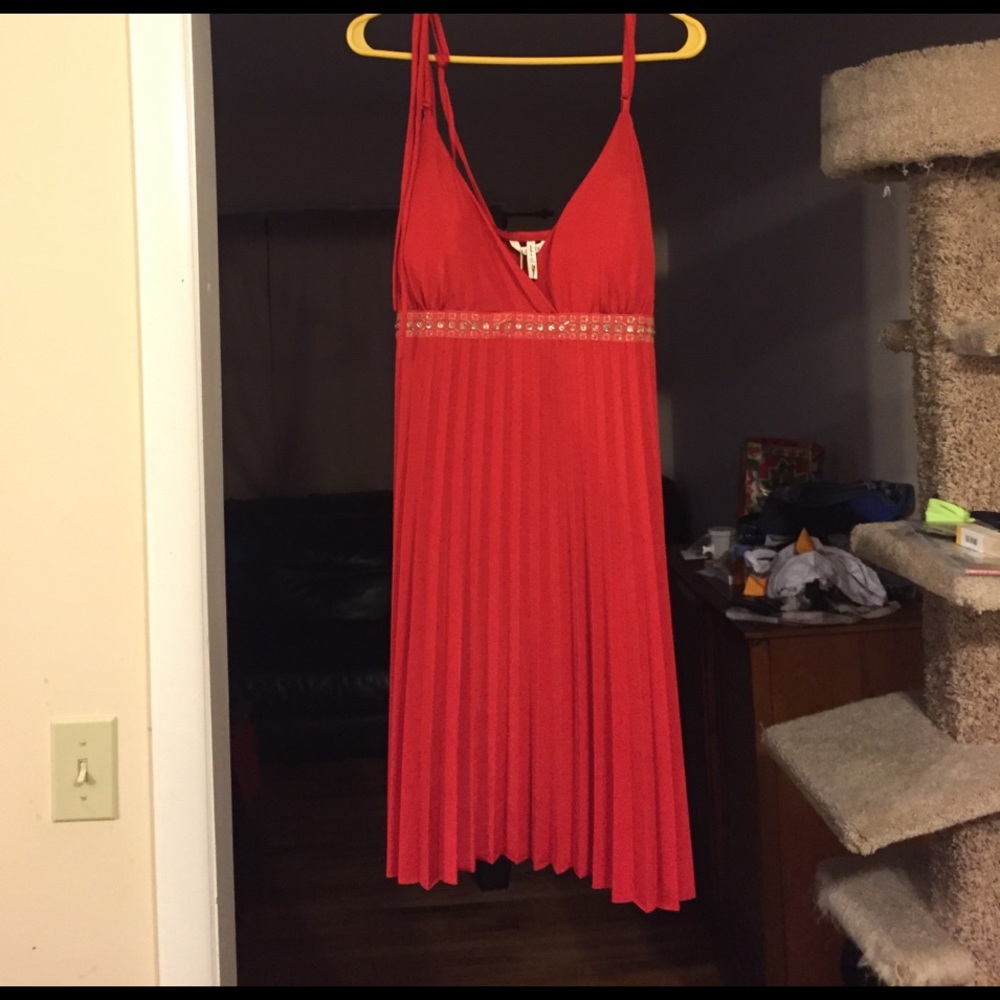 Red dress.