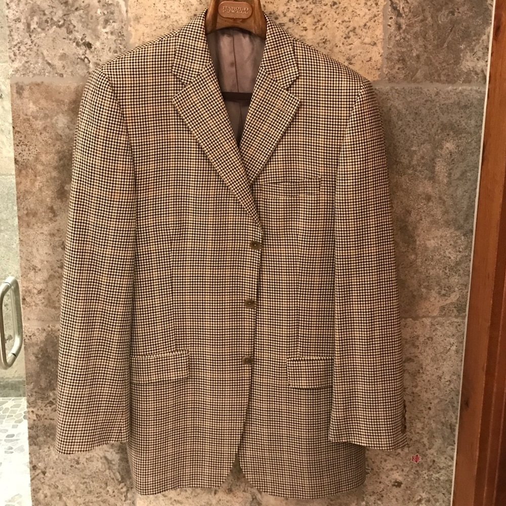 Harold Powell- neutral plaid sport coat