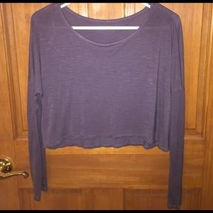 Gray Long Sleeve Crop Top