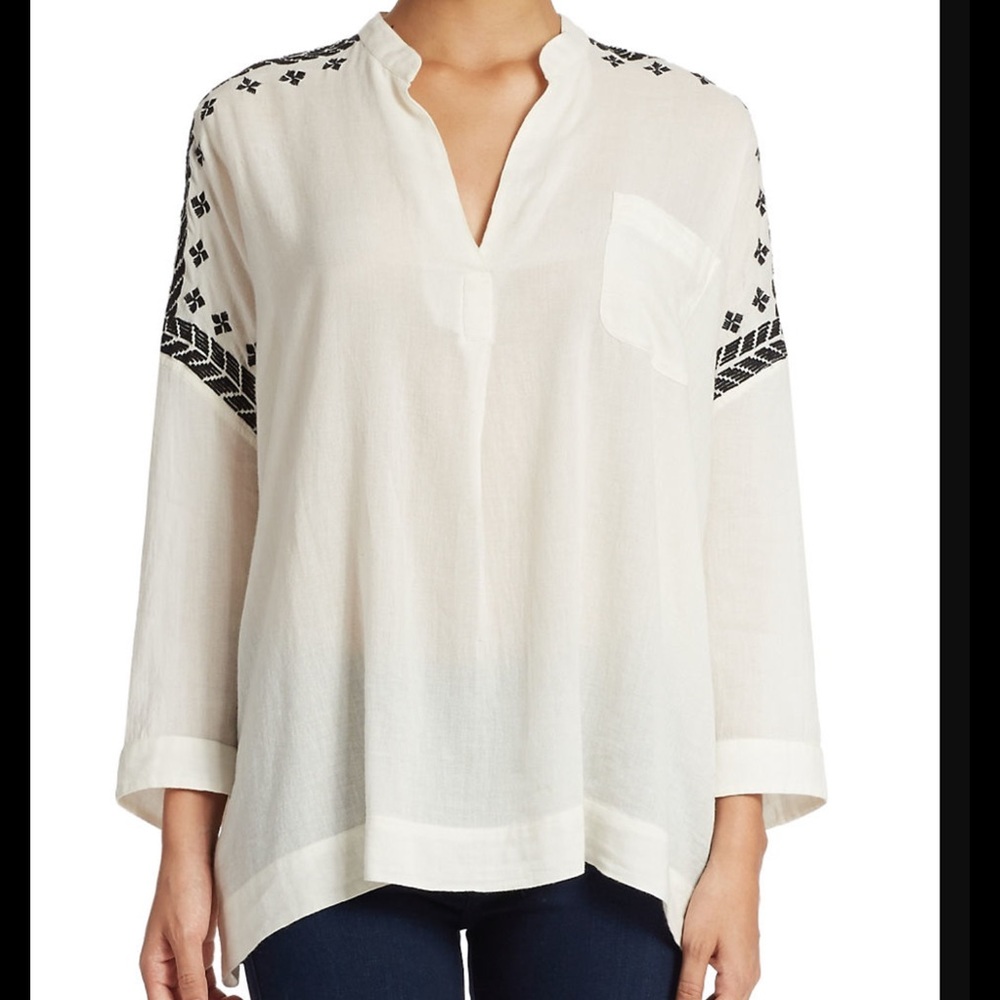 Essentiel $175* Embroidered Cotton Peasant Top