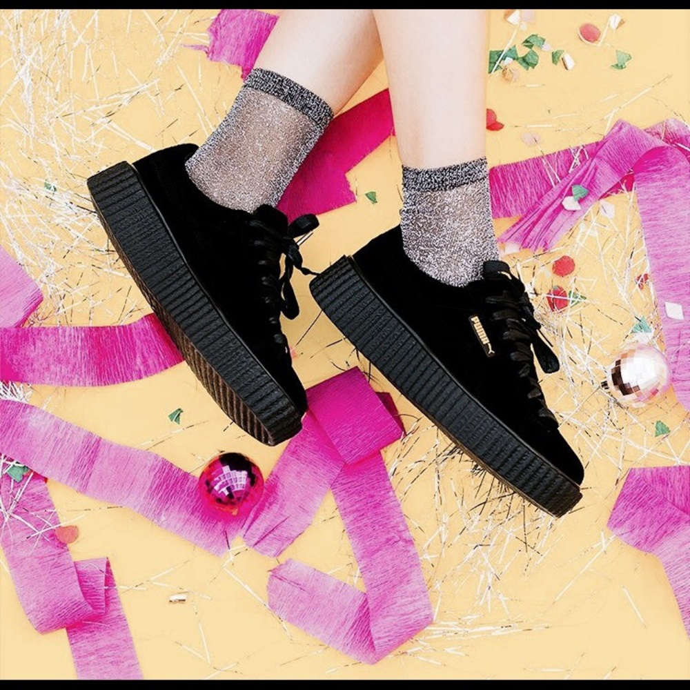 FentyxPuma black velvet creepers US7.5