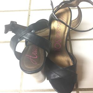 Black wedge sandals