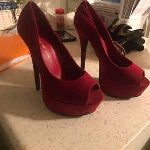 Red "wild diva" stiletto heels