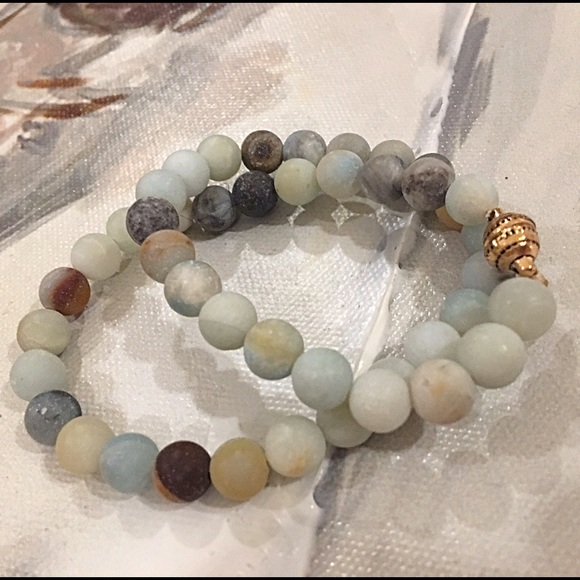 Natural Stone beaded wrapping bracelet - Picture 2 of 4