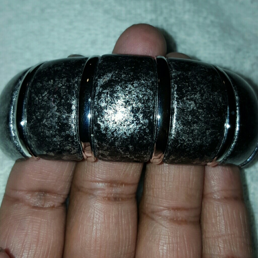 Black and silver stretch bracelet