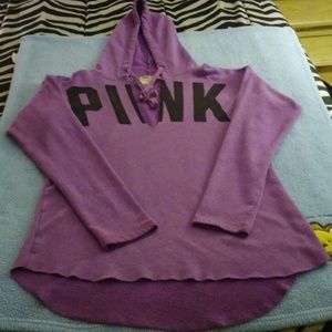 VS Pink V Neck Hi Low Hoodie
