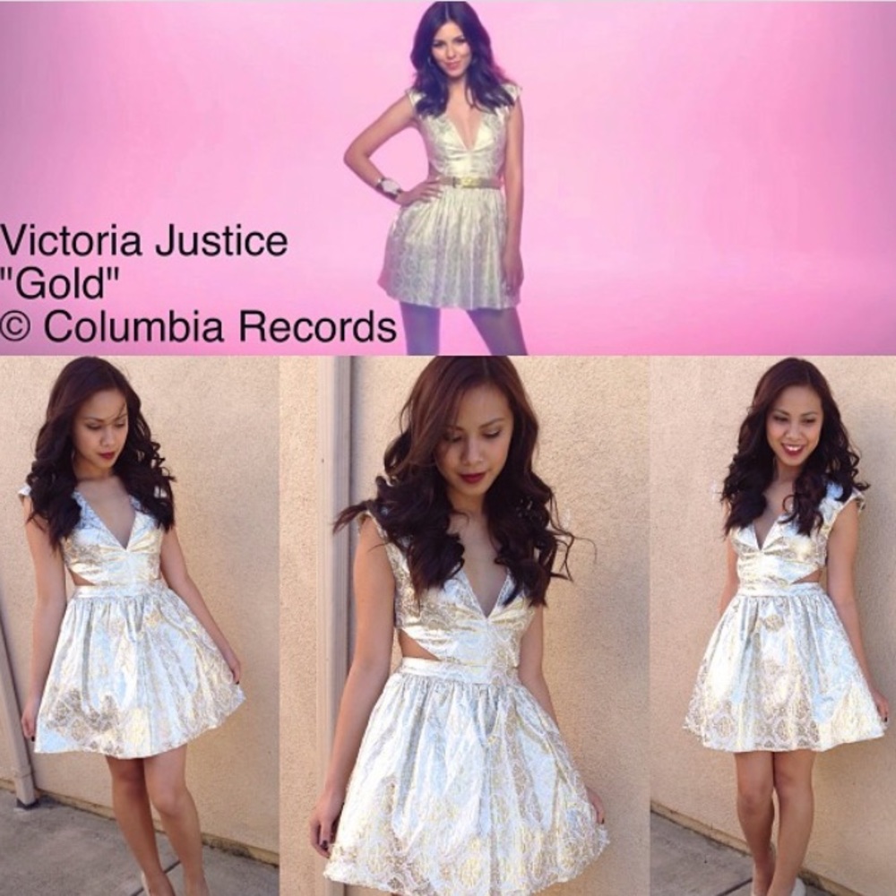 Gold foil cutout dress