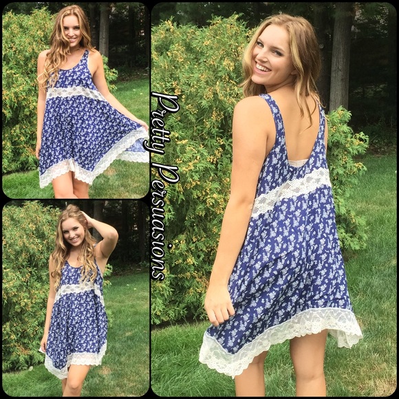 NWT “She Swings” Floral & Lace Slip Dress Tunic - Picture 3 of 4