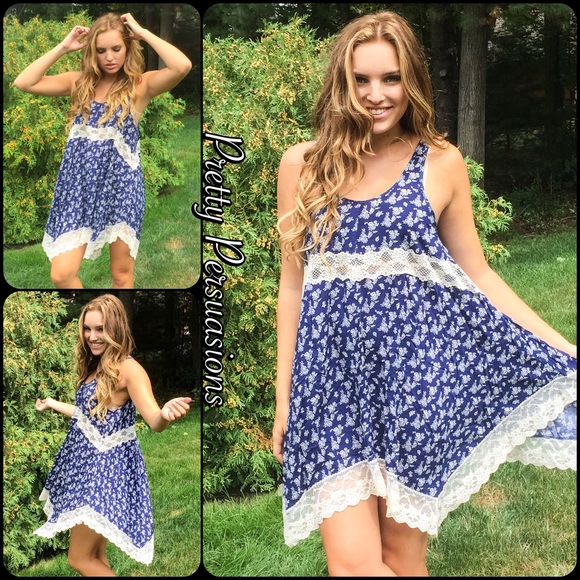 NWT “She Swings” Floral & Lace Slip Dress Tunic - Picture 4 of 4