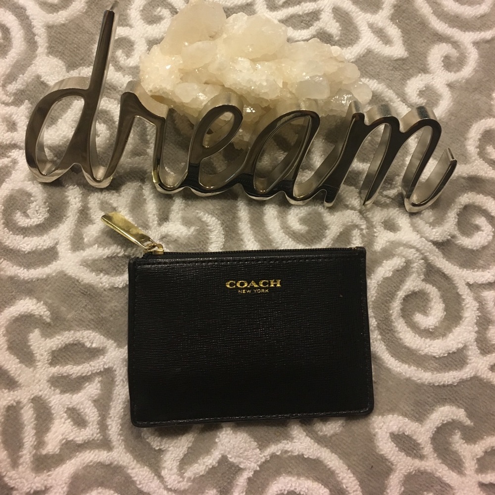 Black, Coach Card Holder/ Change Purse w/Keychain