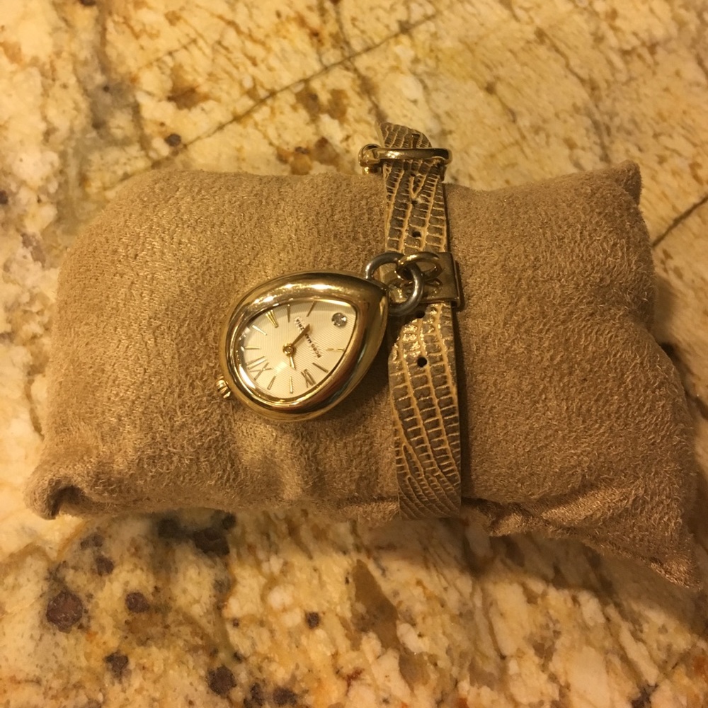BCBGMaxazria Watch, Gold with Leather Band