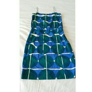 Theory blue and green silk dress NWOT