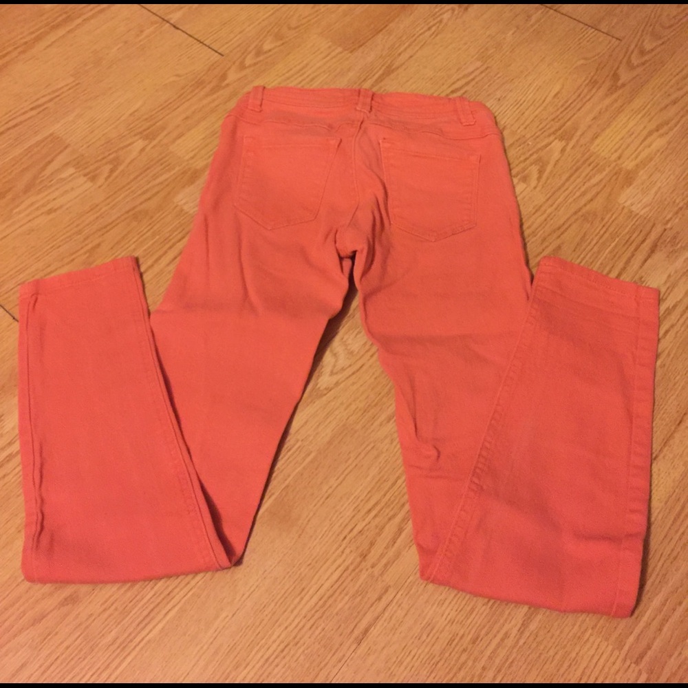 Orange skinny jeans