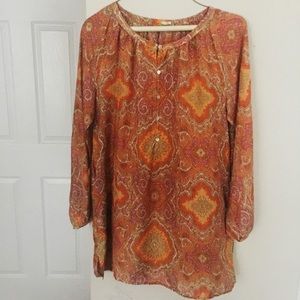 Paisley Boho Preppy Silky Tunic Dress
