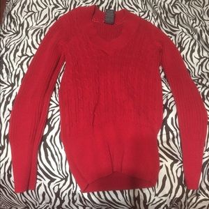 Red fitted sweater tight bottom