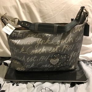 Coach Signature Script New York Shoulder Bag Hobo