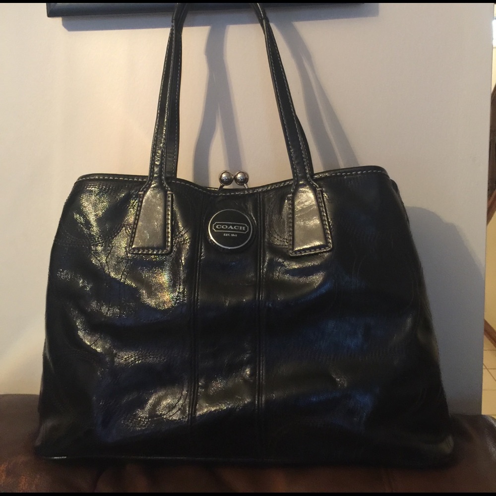 NWOT black leather Coach bag