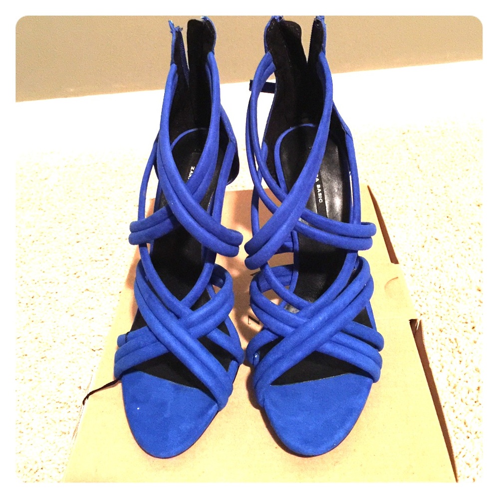 Zara Blue Suede Heels