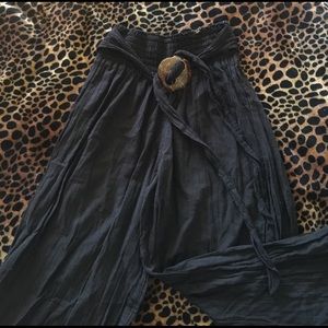 Black wide leg palazzo hippie pants from Thailand