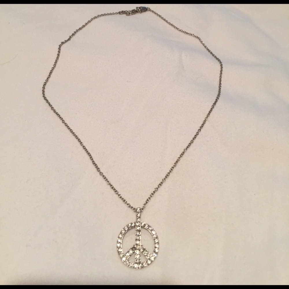 Silver Peace Sign Necklace