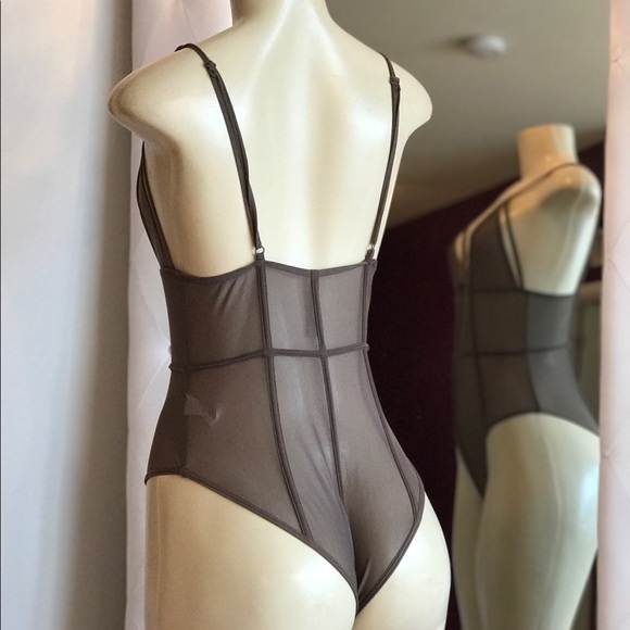 Strappy Mesh Bodysuit (Cappucino) - Picture 2 of 3