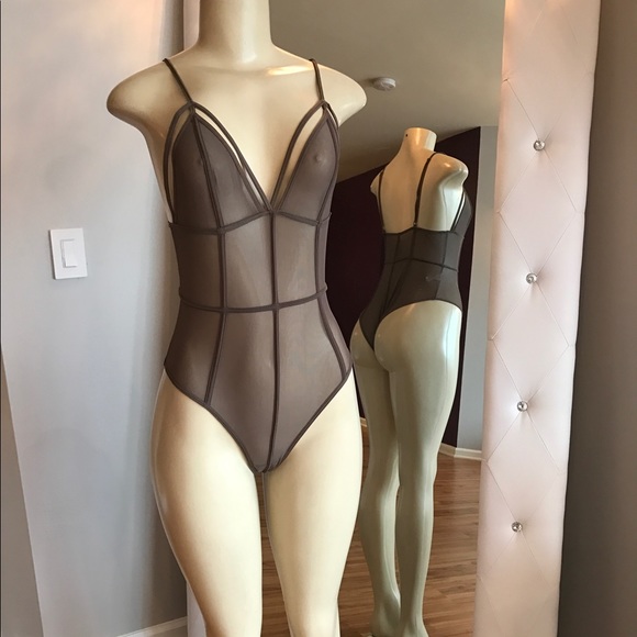 Strappy Mesh Bodysuit (Cappucino) - Picture 3 of 3
