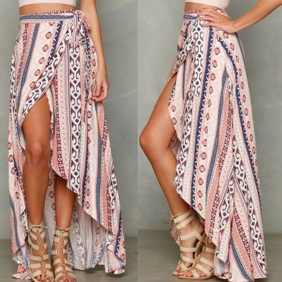 chiffon wrap maxi skirt