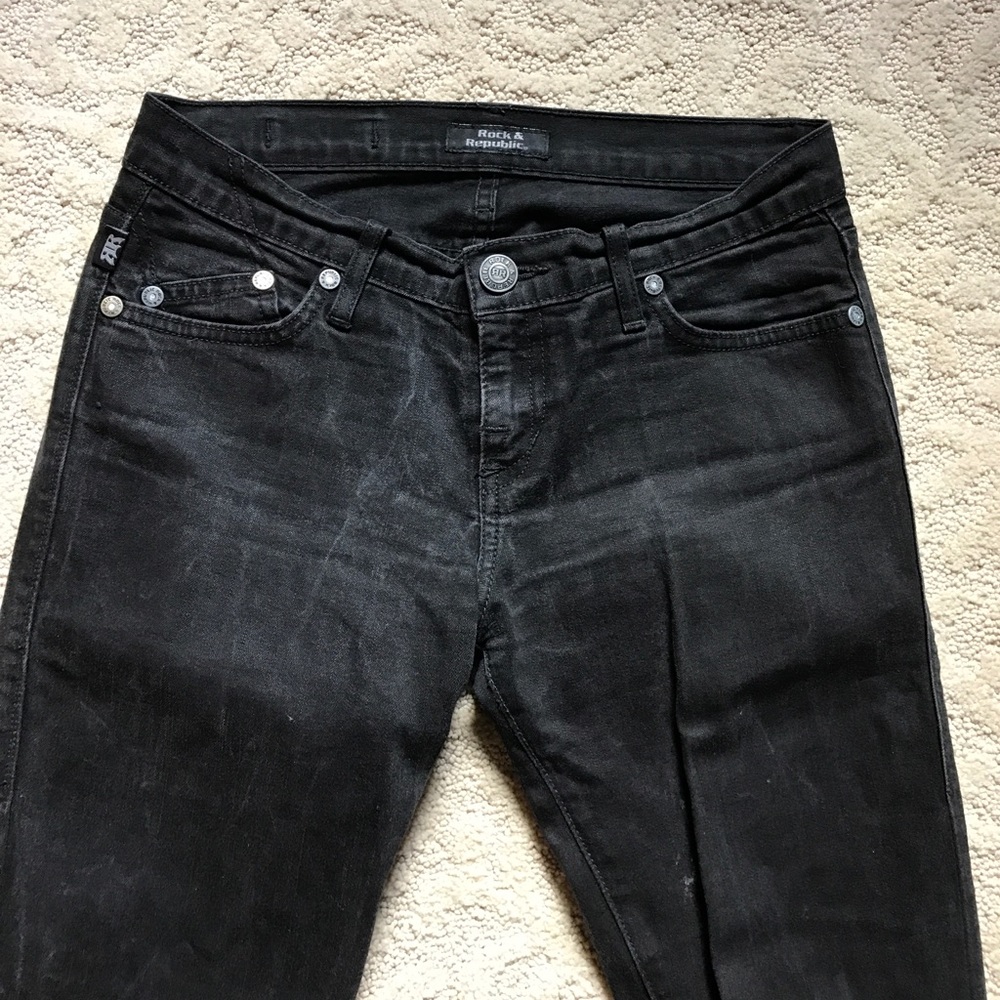 Rock & Republic black distressed jeans skinny 26