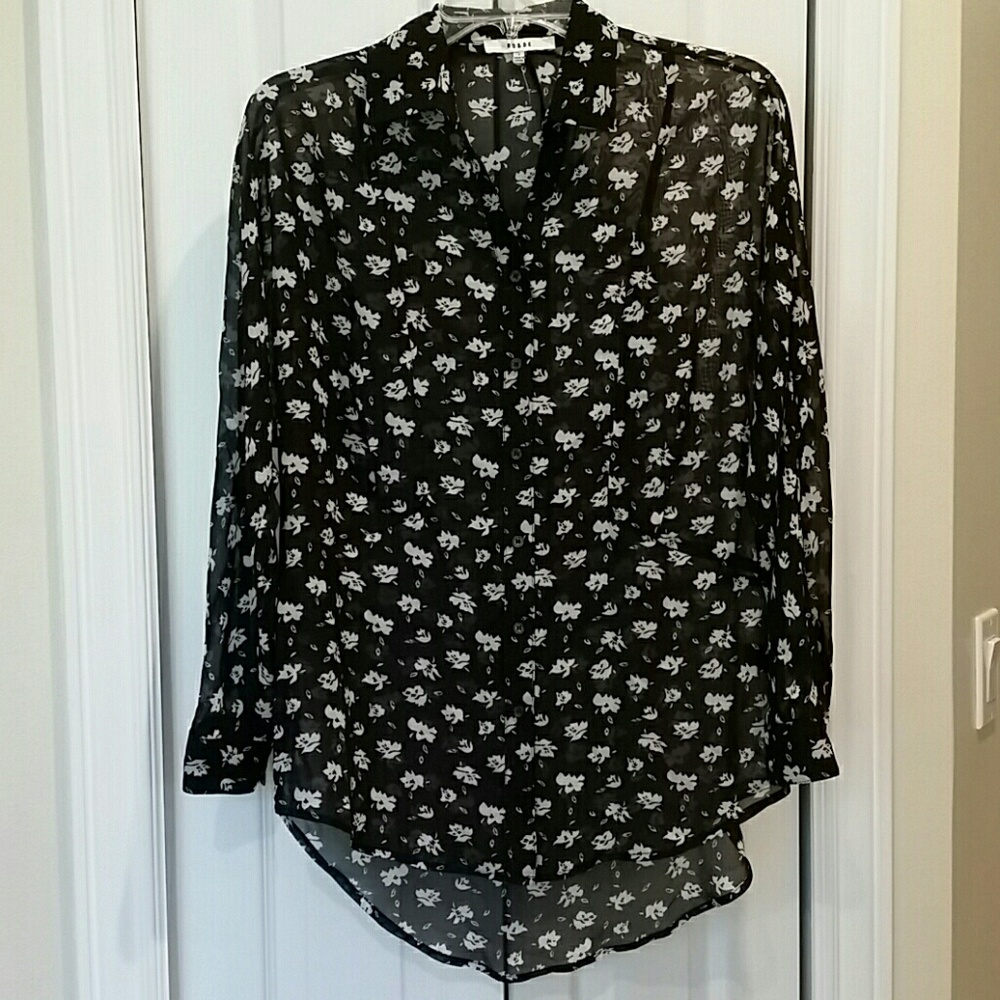 Ro&de sheer blackwhite blouse sz s boyfriend style