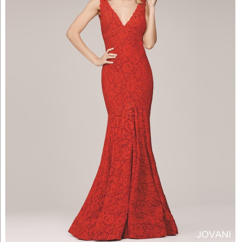 Red Jovani mermaid ball gown