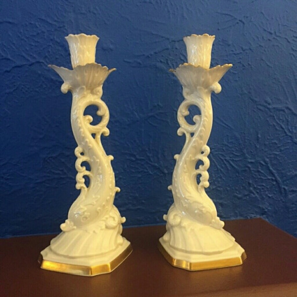Two vintage lenox candlesticks.