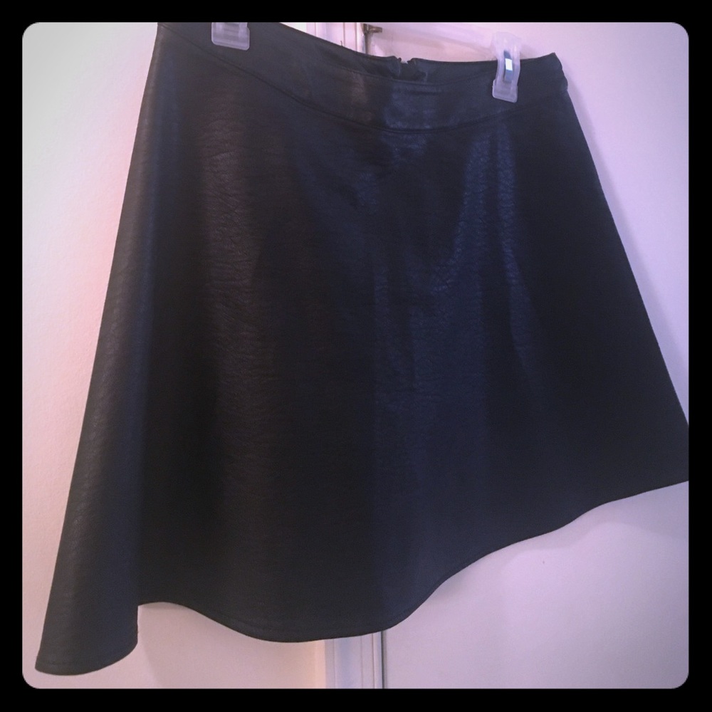 Leather skirt.