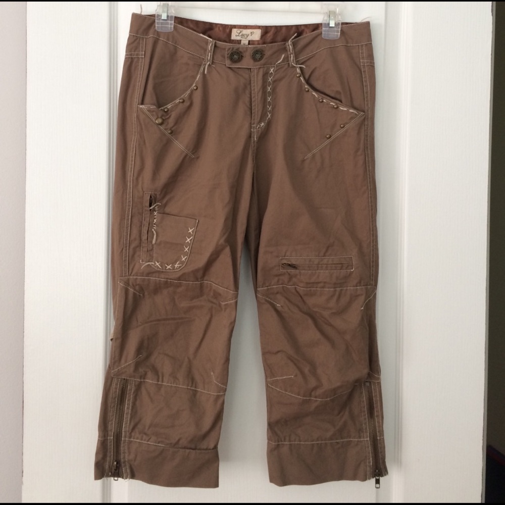 Lucy Khaki Sporty Capris