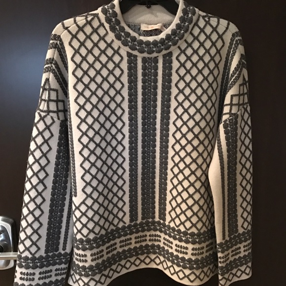 SOLD** NWT Tory Burch Merino Jacquard Sweater M - Picture 2 of 4