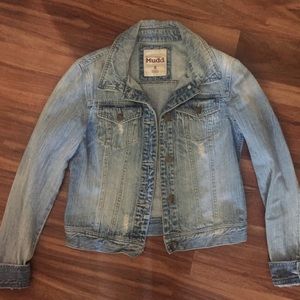 Light-Med Wash Semi Distressed Denim Jacket