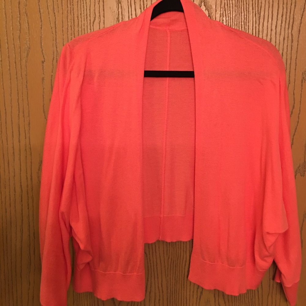 Coral cropped cardigan