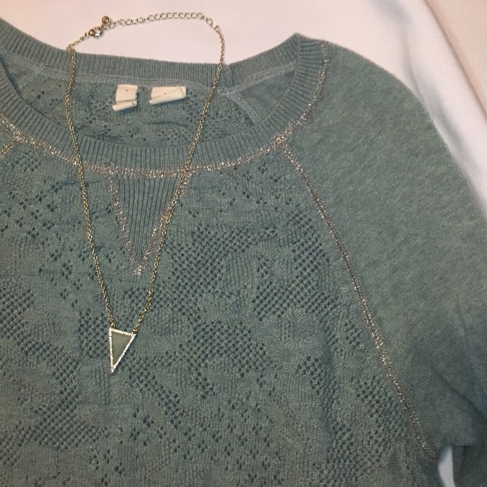 Moth Brand Muted Teal Sweater with Metallic Detail