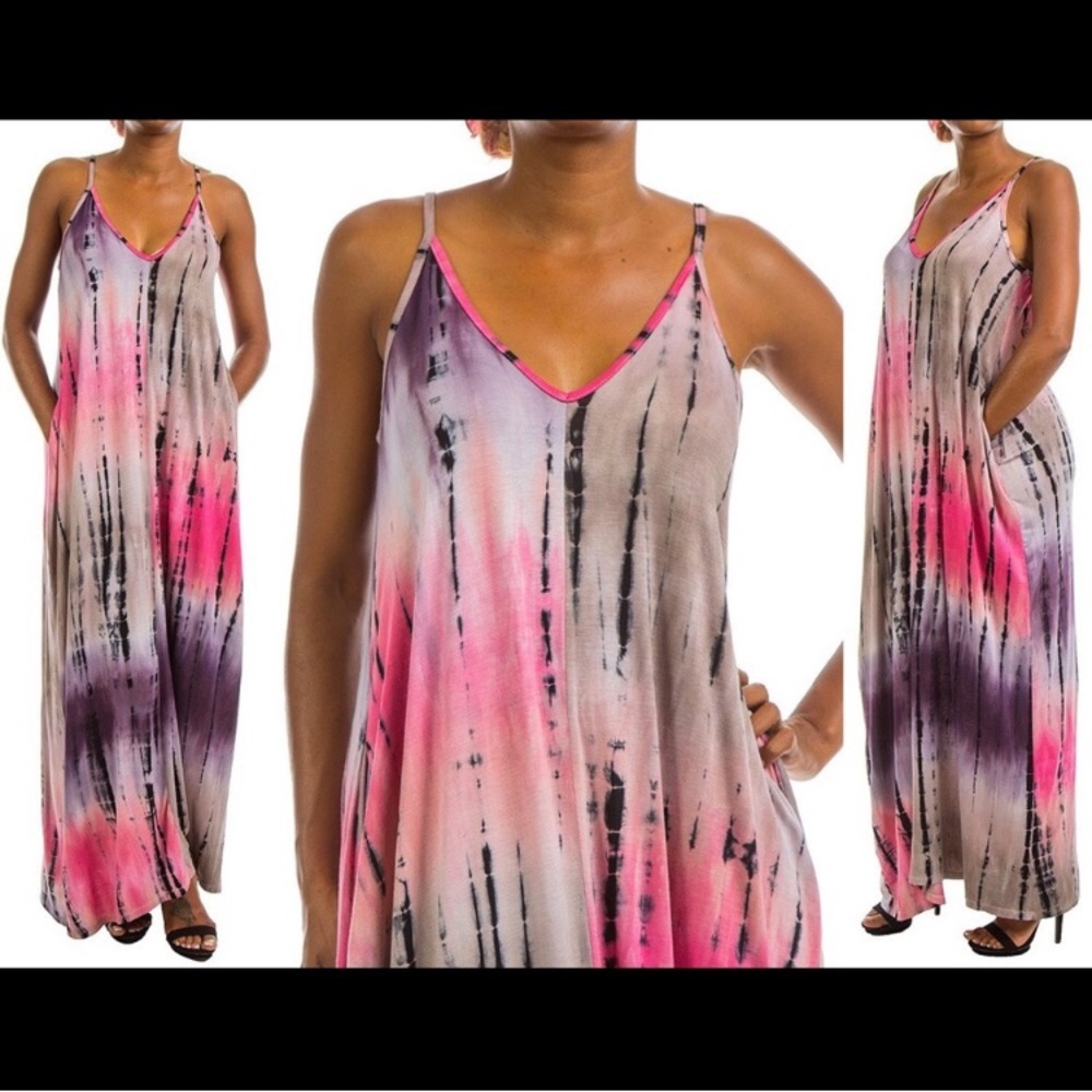 💕💜Spaghetti Strap Tie Dye Maxi