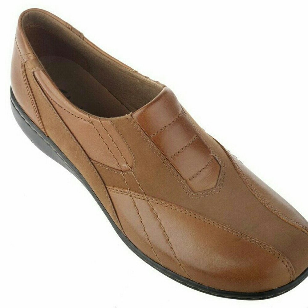 Clarks Bingo Q Tan Brown Leather Slip On 9M
