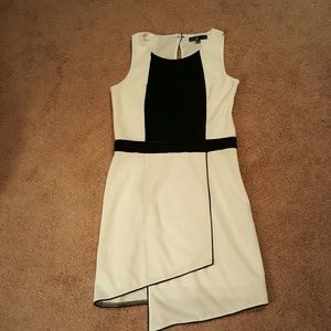 Black and white color block asymmetrical dress!