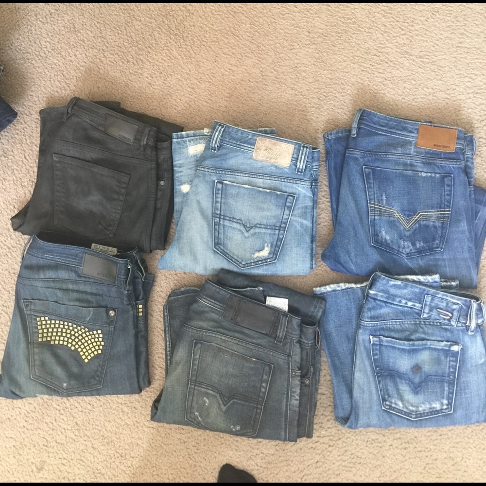 6 pairs of Diesel Jeans all w34