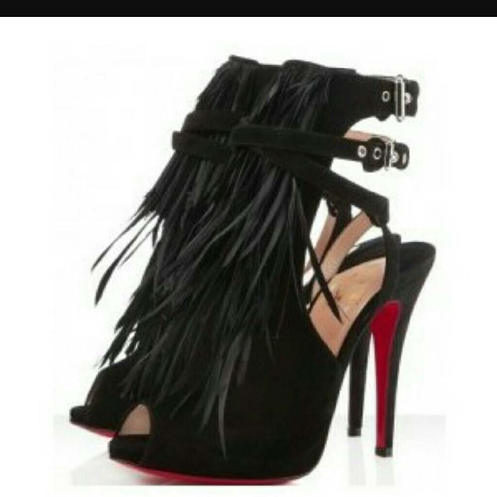 Christian Louboutin  120 Veau Velours/feathers