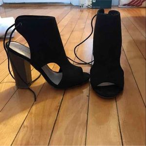 Black suede cut out booties