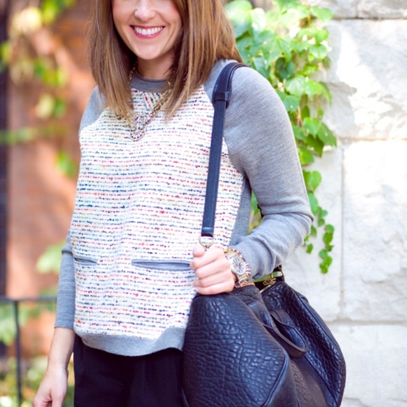 ❌SOLD❌ JCrew Tweed Front Merino Baseball Sweater - Picture 4 of 8