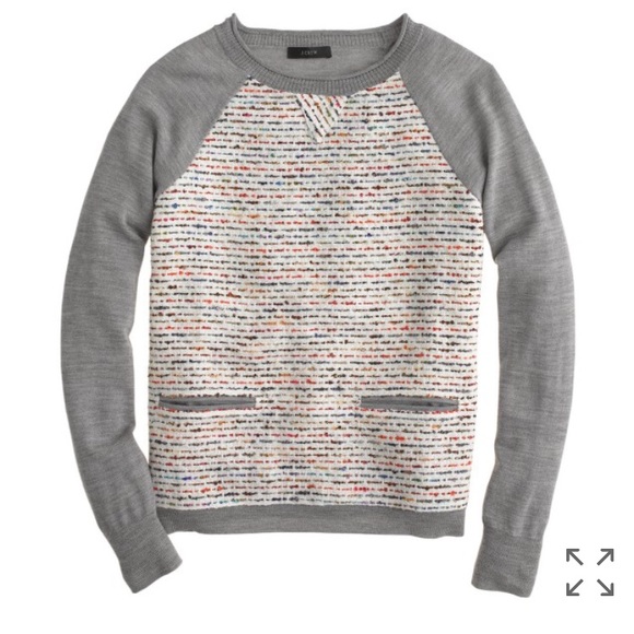 ❌SOLD❌ JCrew Tweed Front Merino Baseball Sweater - Picture 3 of 8