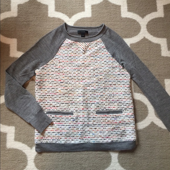 ❌SOLD❌ JCrew Tweed Front Merino Baseball Sweater - Picture 5 of 8