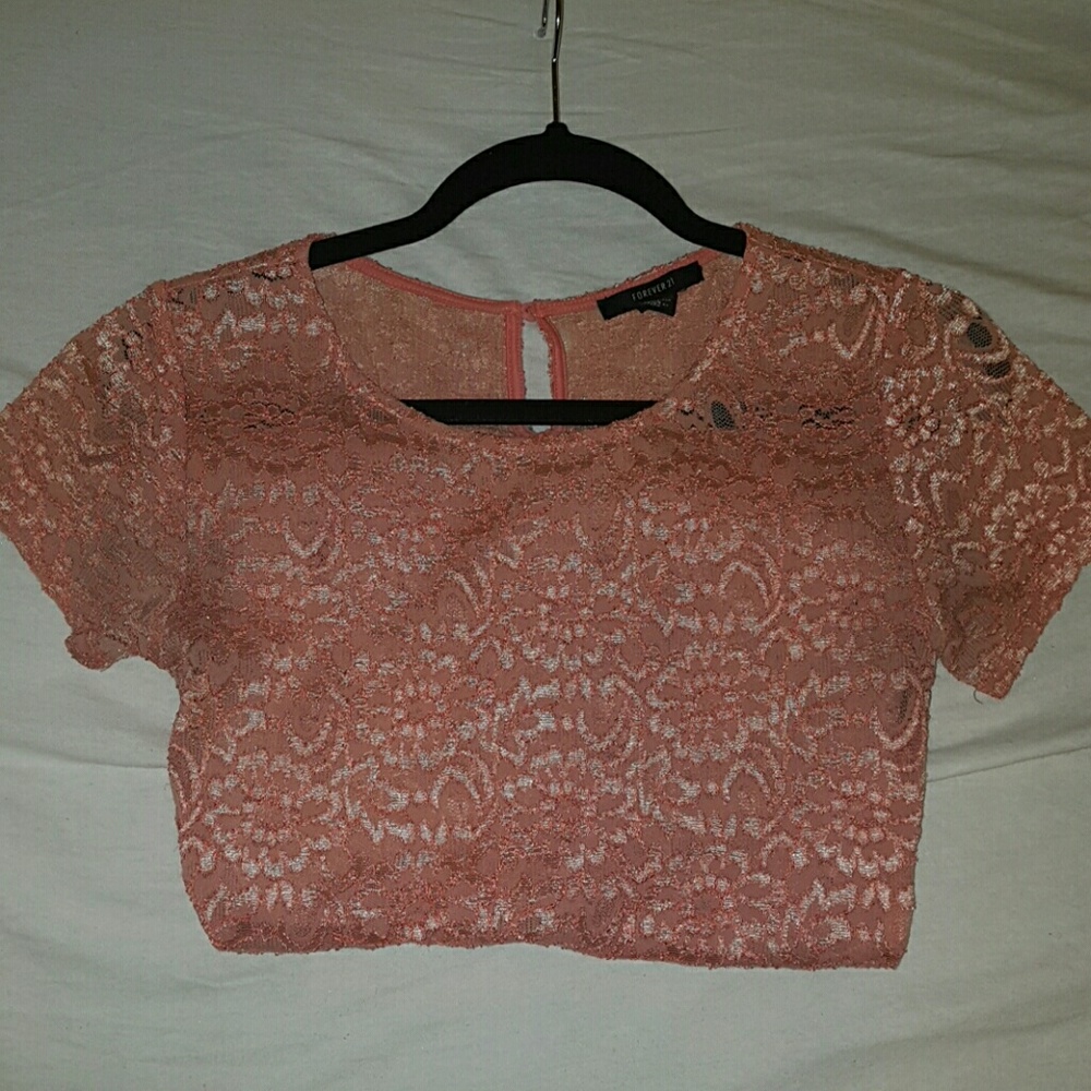 Pink lace peplum top