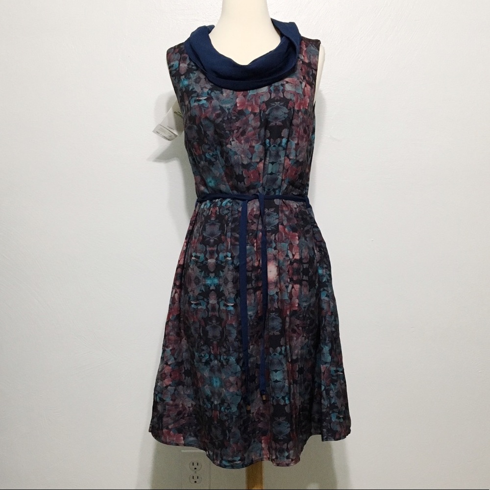 Skunk Funk floral silky dress with fabric belt