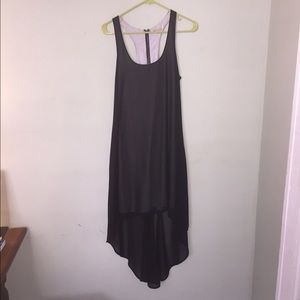 UO high lo hem racerback chiffon black dress